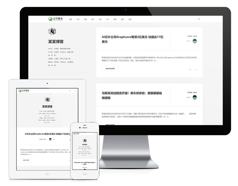 響應(yīng)式極簡個人博客自媒體類網(wǎng)站模板(圖1)